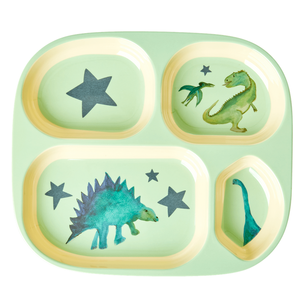 Rice, 4-delt barnetallerken med dinosaurer