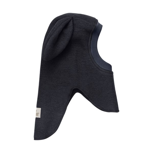 Huttelihut , balaklava i ull med søte kaninører, dark navy