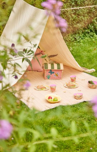 Rice, liten melaminsk&aring;l med flower power print