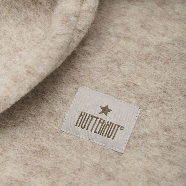 Huttelihut , balaklava i ull med søte kaninører, sand